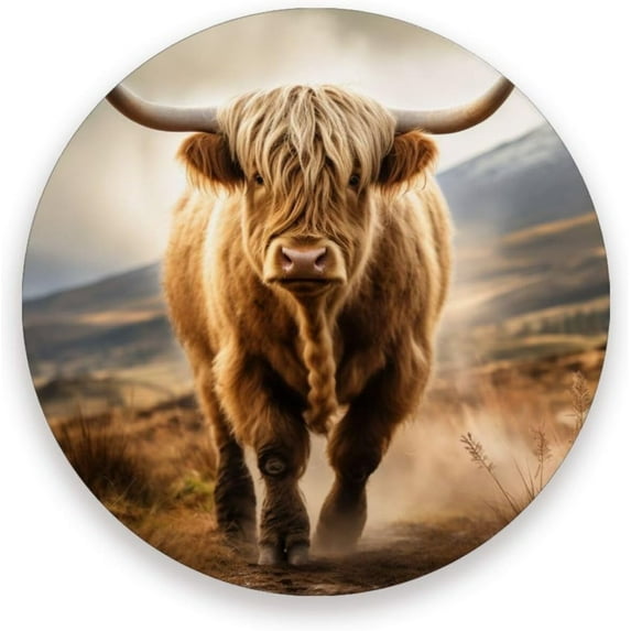 Highland Cow Coasters Absorbent Moisture Non-Slip Drink Coaster Ceramic Stone with Cork Base Desktop Protection Prevent Furniture Damage 2PCS Home Decor