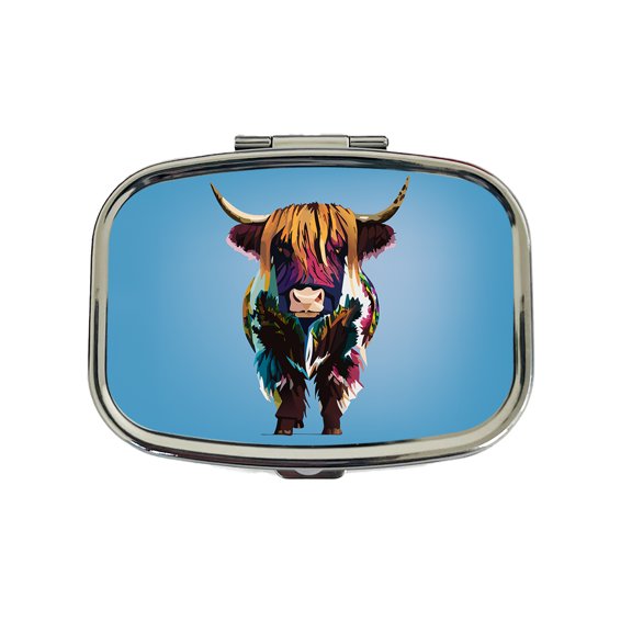 Highland Cow Colorful Small Travel Handbag Pill Box Case