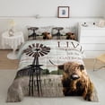thumbnail image 1 of Highland Cow Comforter Set Garden Windmill Decor Farmhouse Bedding Set Queen,Country Lodge Cabin Quilt Rustic Cottage Retro Barn Door Duvet Insert,Longhorn Bull Cattle Farm Animals Room Decor, 1 of 5