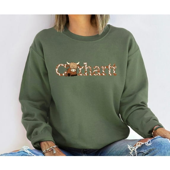 Highland Cow Cute Cow Animal Lover Unisex Adult Crewneck Western Sweatshirt Casual Everyday Wear SIZE S-4XL