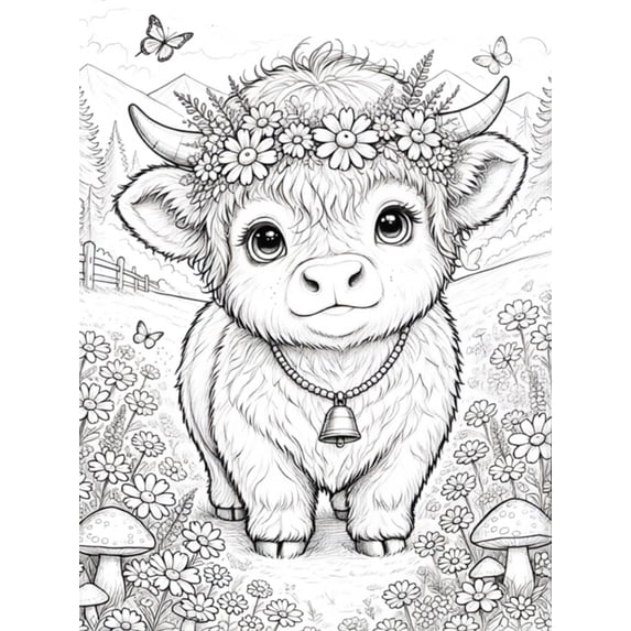 Highland Cow DIY Coloring Flannel Blanket, Blank Outline Color Your Own Throw, Soft Cozy Polyester Blanket for Home Daily Use Kids Birthday Gift (50x59 Inch)