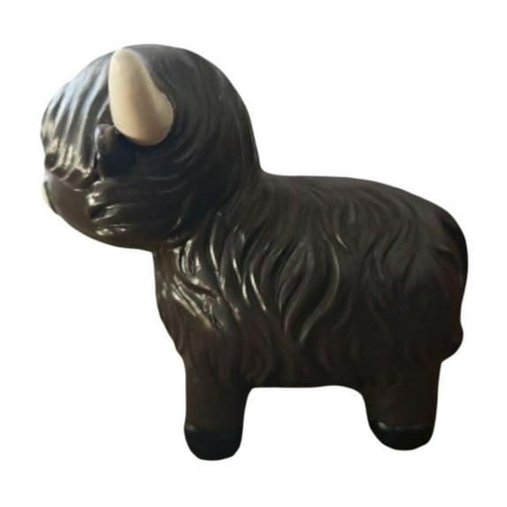 Highland Cow Decor, 4.3x4 Inch Resin Animal Figurine, Cute Scottish Cattle Statue for Home, Office, Farmhouse Tiered Tray, Desktop Display, Cow Enthusiast Gift (Charming Table Sculpture)