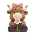 thumbnail image 1 of Highland Cow Decor, Highland Cow Figurine, Resin Brown Scottish Cattle Figurines, Farmhouse Tiered Tray Statue, Highland Cow Gifts for Garden Table Shelf Home Decor (Flower), 1 of 5