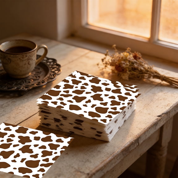 Highland Cow Decorations, 20Pcs Cow Print Napkins Cow Print Party Supplies Disposable Brown Cow Napkins,Cocktail Cow Print Tissue Paper for Farm Cow Birthday Party Shower Decorations