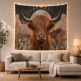 thumbnail image 1 of Highland Cow in Desert Moonlight with Stars, Mystical Fantasy for Animal Lovers, Wildlife Wall Decor Housewarming Gift Tapestry Wall Hanging for Living Room and Bedroom, 1 of 7
