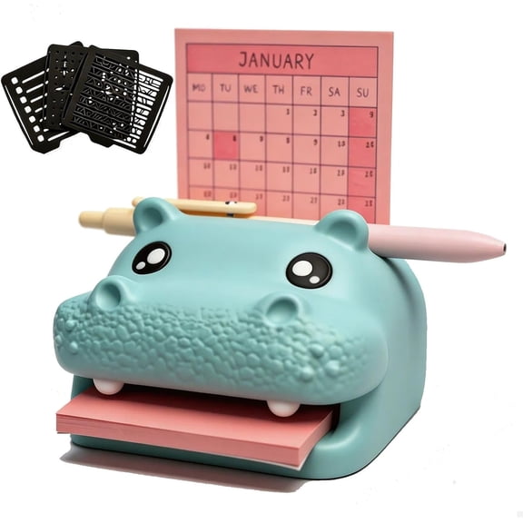 Highland Cow Desk Organizer, 3x3in All-in-One Pen Holder with Sticky Note Dispenser for Office Students