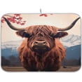 thumbnail image 1 of Highland Cow Dish Drying Mat, Absorbent Microfiber Pad Protector For Kitchen Counter Top Mat Dish Drainboard 16x18in Home Decor, 1 of 7