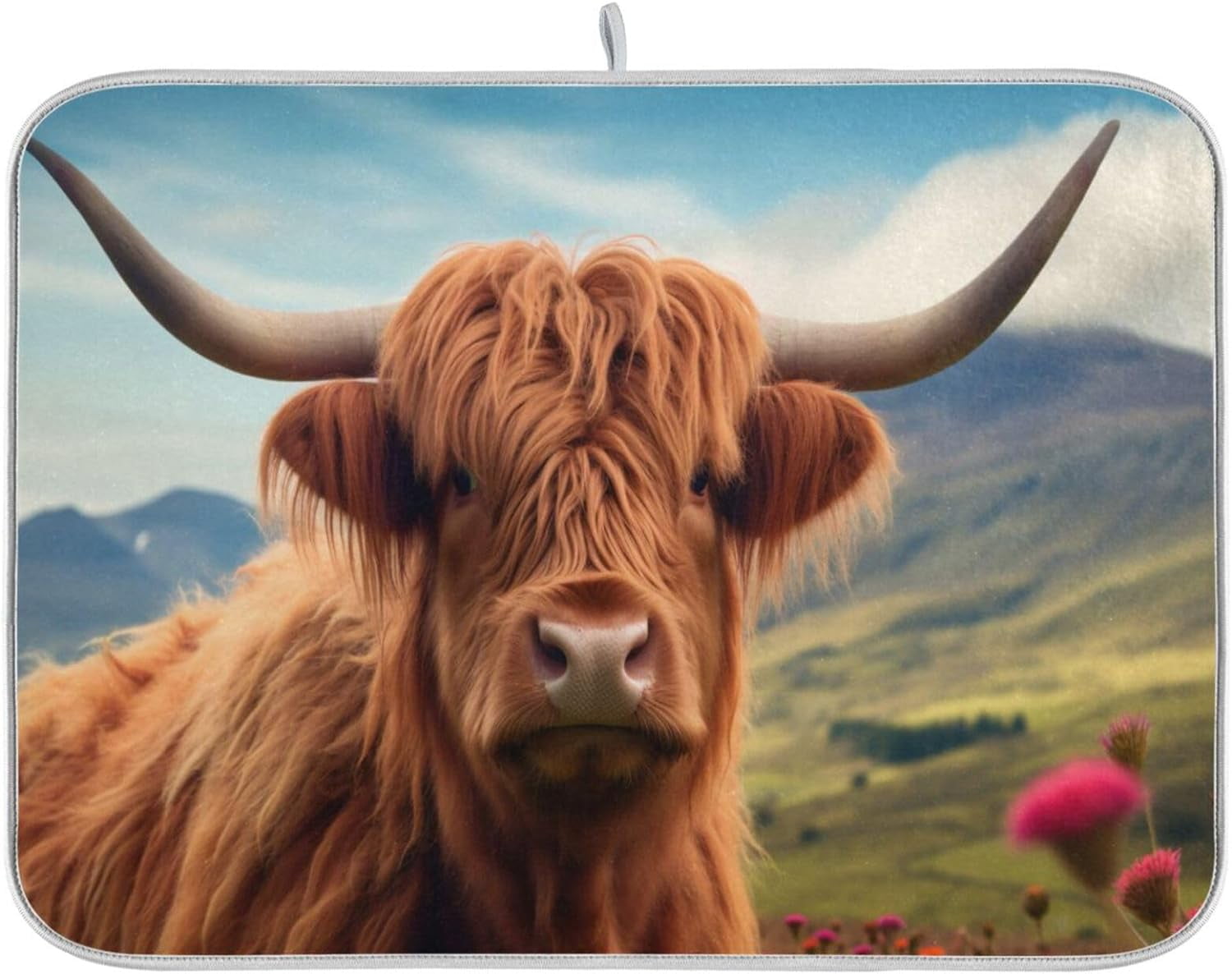 Highland Cow Dish Drying Mat, Absorbent Microfiber Pad Protector For ...