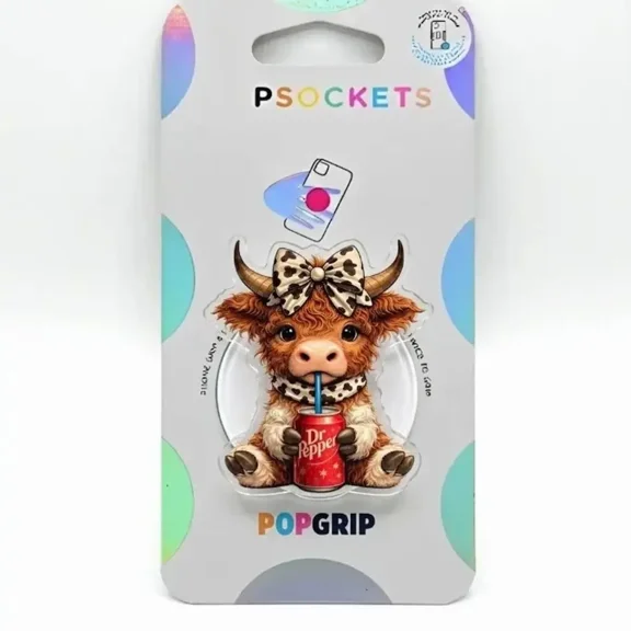 Highland Cow Dr Pep Grip Magsafe, Cute Soda Phone Grip Holder, Funny Phone Holder, Cartoon Animal Grip, Gift for Girls Boys