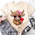 thumbnail image 1 of Highland Cow Faux-Yarn Valentine T-Shirt, Cute Knit Coquette Tee, 1 of 10
