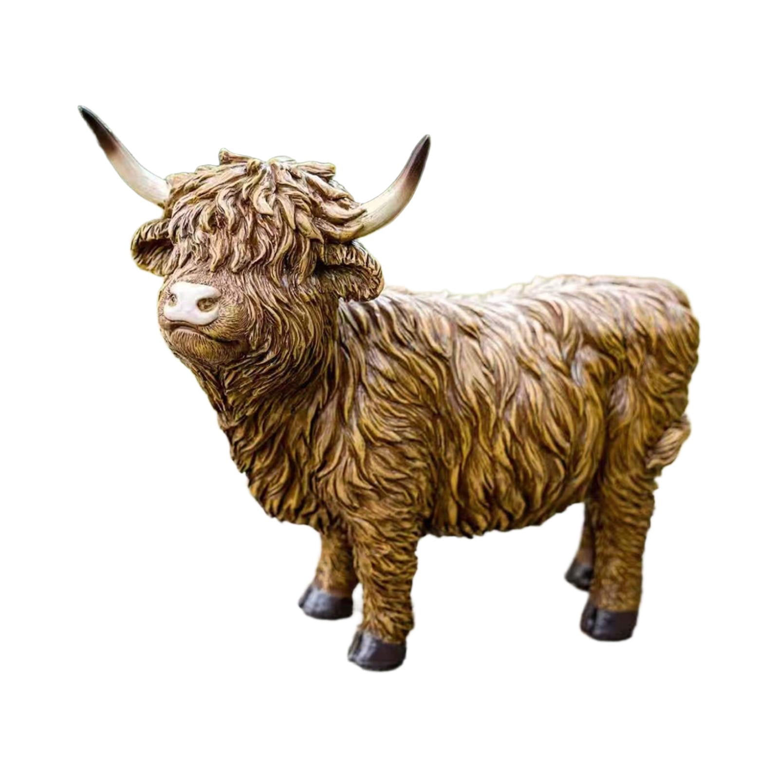 Highland Cow Figurine Animal Sculpture Garden Statue Resin Material for Home Office Bedroom Decor