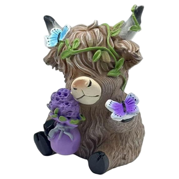 Highland Cow Figurine Highland Cow Bathroom Decor Adorable Cow Gnome Figurine for Home Office Kitchen Bathroom and Farmhouse Style Decoration