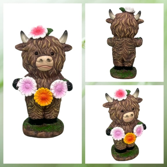Highland Cow Figurine Highland Cow Bathroom Decor Scottish Highland Cow Resin Statue Cute Animal Decor for Home Garden Living Room Kitchen Office and Tiered Tray