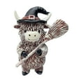 thumbnail image 1 of Highland Cow Figurines Decor, Halloween Highland Cow Statues with Broom Gnomes Gifts, Standing Poses Resin Figurine for Shelf Garden Table Home Decor Calf for Highland Cow Lovers, 1 of 2