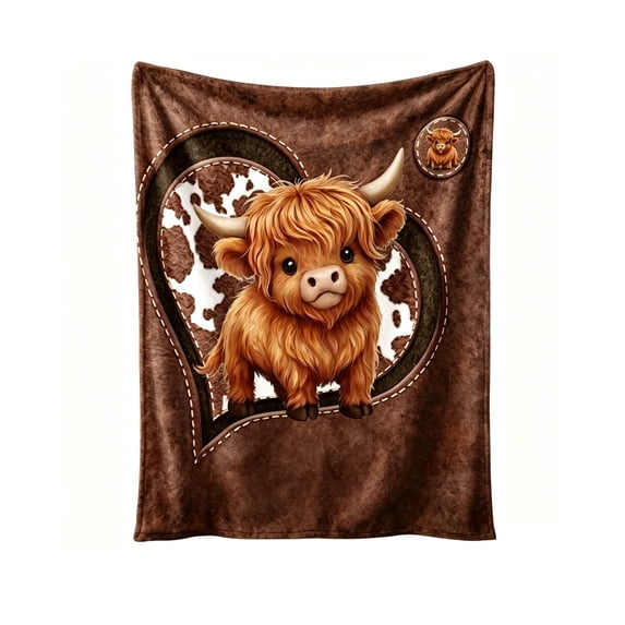 Highland Cow Fleece Throw Blanket 27.6X39.4 Inch, Cozy Farmhouse Flannel Decor for Couch Bedroom, Cute Soft Warm Fuzzy Winter Gifts for Women Men