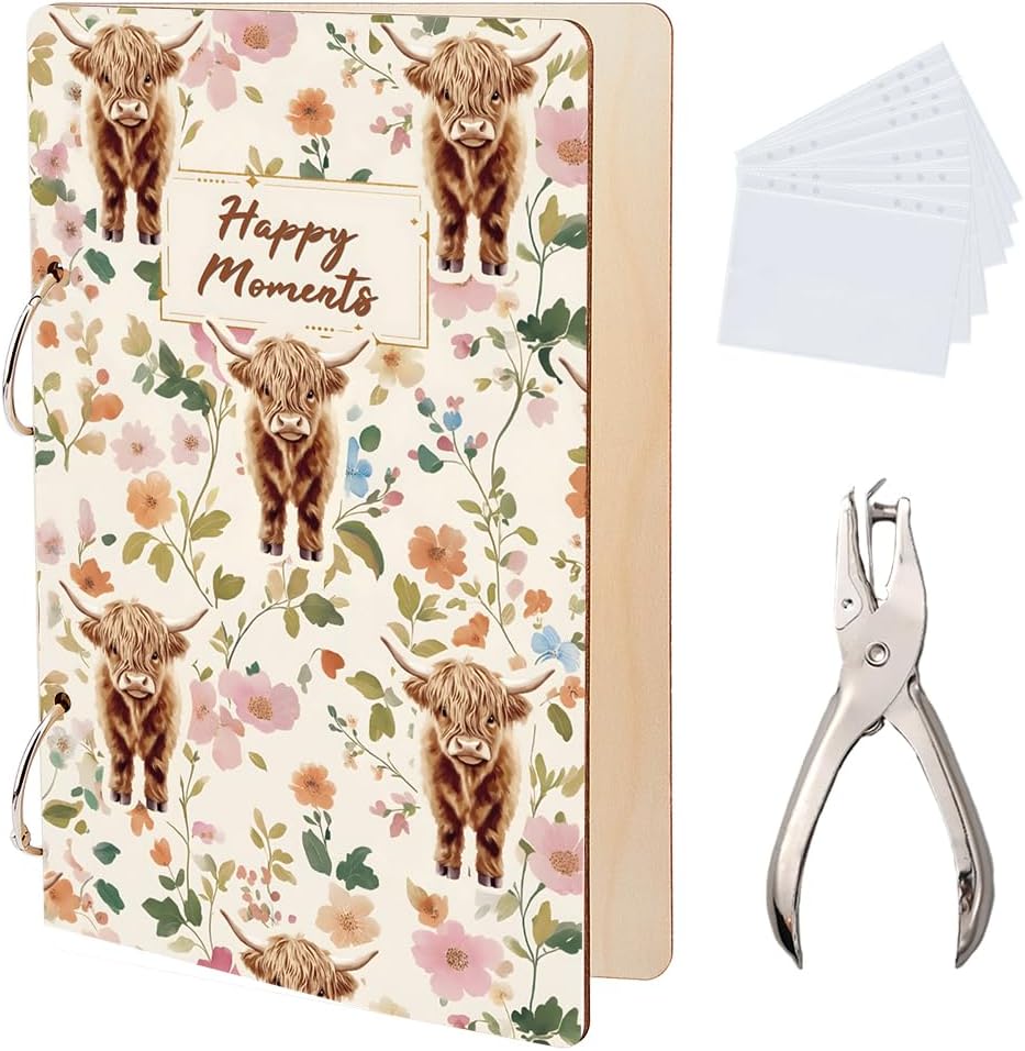 Cowgirl Boots Greeting Card Organizer - Wooden Binder With 2-Rings,  Includes Punch & 20 Inner Pockets