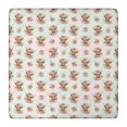 thumbnail image 1 of Highland Cow Flower Pattern Square Fitted Tablecloth with Elastic Edge,Square Table Cover,Washable Elastic Table Cover for Home Kitchen Party Decor 36"x36", 1 of 6