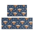 thumbnail image 1 of Highland Cow and Flower Print Anti Fatigue Kitchen Rugs Set Of 2, Non Slip Washable Decorative Floor Mats for Kitchen Sink Laundry, 17"x30" and 17"x47", 1 of 6