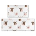 thumbnail image 1 of Highland Cow and Flower Print Anti Fatigue Kitchen Rugs Set Of 2, Non Slip Washable Decorative Floor Mats for Kitchen Sink Laundry, 17"x30" and 17"x47", 1 of 6