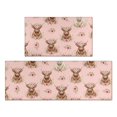 thumbnail image 1 of Highland Cow and Flower Print Anti Fatigue Kitchen Rugs Set Of 2, Non Slip Washable Decorative Floor Mats for Kitchen Sink Laundry, 17"x30" and 17"x47", 1 of 6