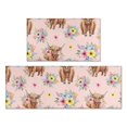 thumbnail image 1 of Highland Cow and Flower Print Anti Fatigue Kitchen Rugs Set Of 2, Non Slip Washable Decorative Floor Mats for Kitchen Sink Laundry, 17"x30" and 17"x47", 1 of 6