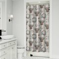 Highland Cow and Flower Print Waterproof Shower Curtain, Weighted Hem ...