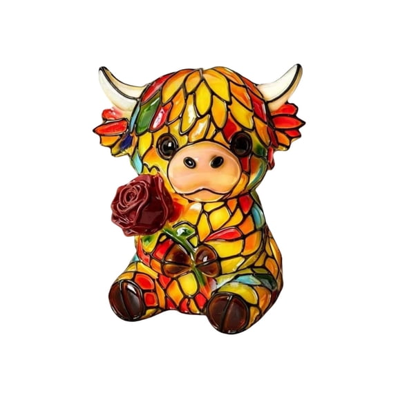 Highland Cow with Flowers Night Light, Cow Shape Warm Ambiance Lighting, Rustic Floral Farm Lamp, Table Decor with Soft Glow, Interior Accent Suitable Dwelling Spaces, Bedroom Nursery Room