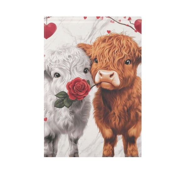 Highland Cow Garden Flag Double Sided 12 x 18/28 x 40 Inch Yard Flag Home Outdoor Yard Patio Lawn Decor