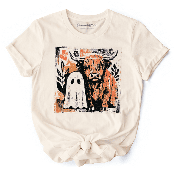 Highland Cow Ghost Fall T-Shirt, Spooky Season Halloween Tee