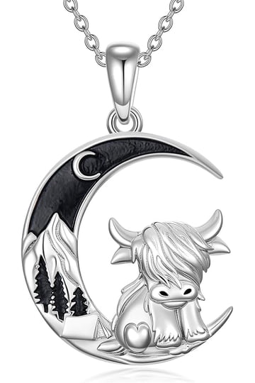 Collana con ciondolo a forma di mucca delle Highlands per donna in