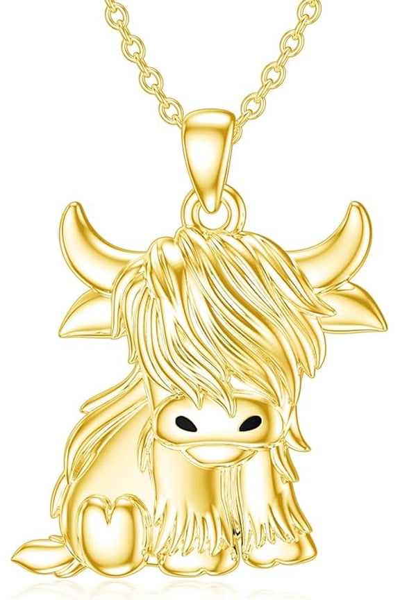 Highland Cow Gifts for Women 925 Sterling Silver Highland Cow Birthstone Necklace Fluffy Cow Jewelry Gifts Birthday Christmas
