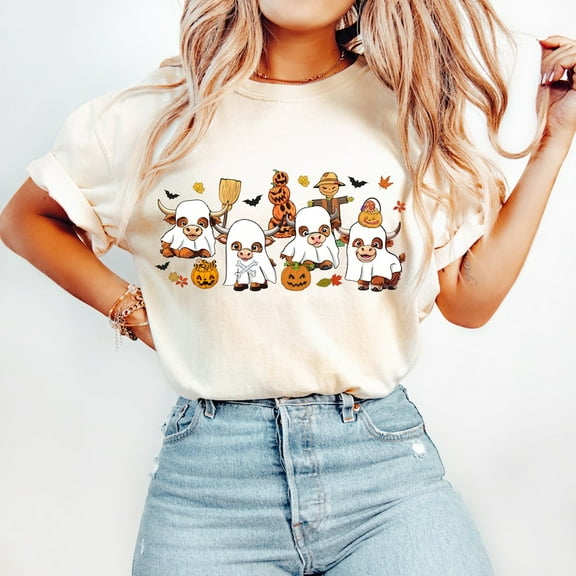 Highland Cow Halloween T-shirt, Halloween Shirt, Western Halloween,Halloween Shirt, Fall Shirt, Retro Halloween 190631