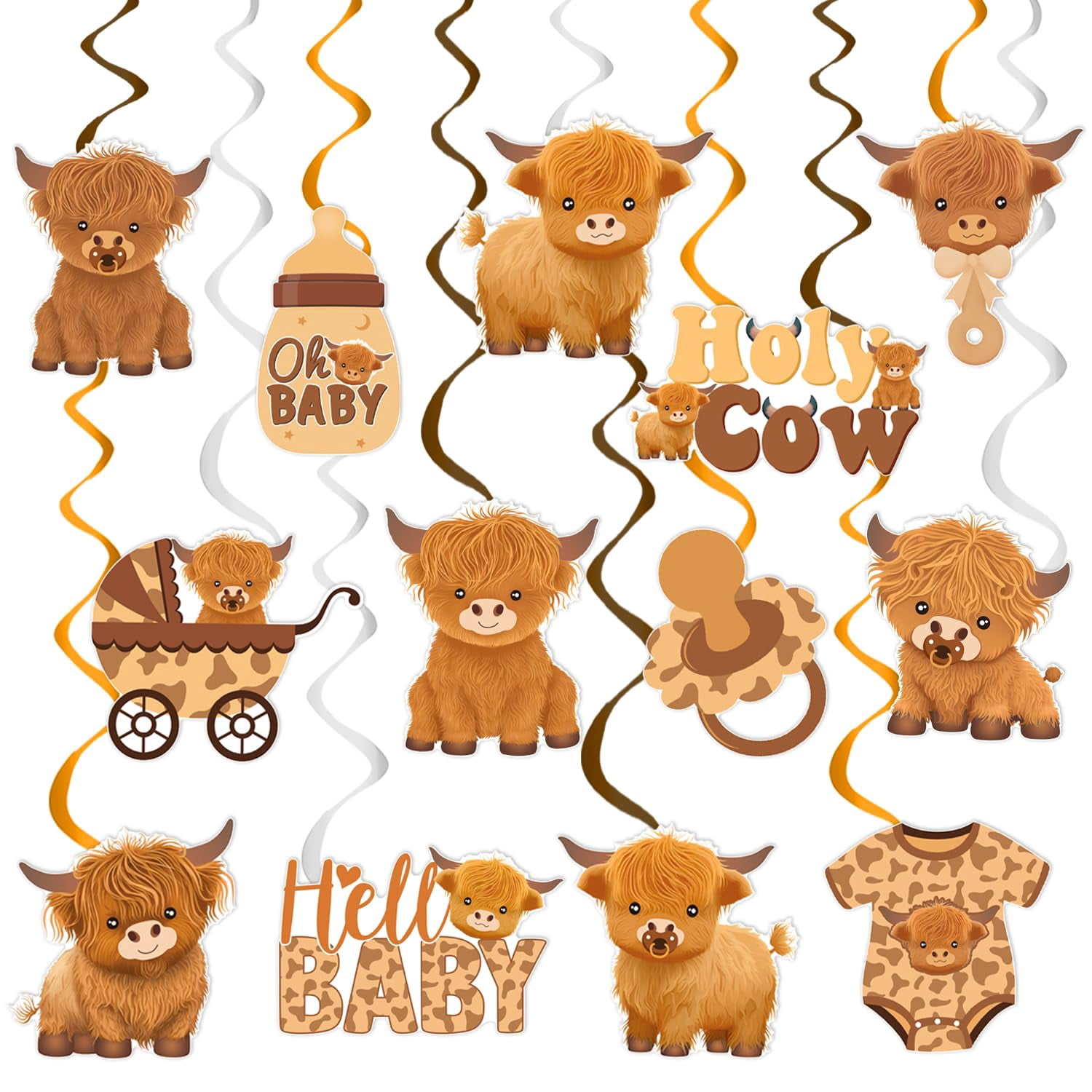 10 Pieces Highland Cow Door Hangers | Farm Theme Vertical Paper Door Signs For Birthday & Baby Shower Decor