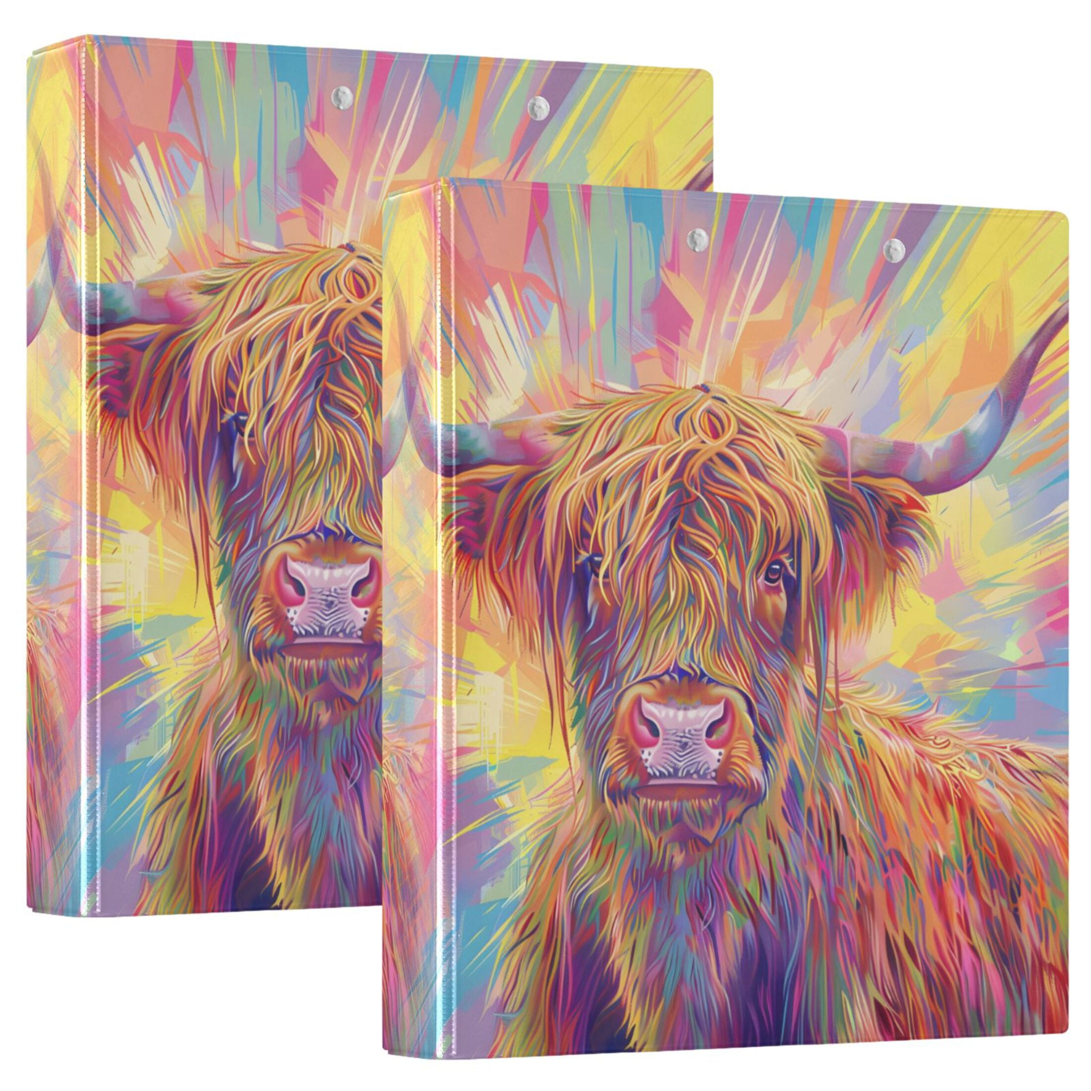 Highland Cow Hardcover 3 Ring Binder 1.5 inch Round Rings with Interior ...