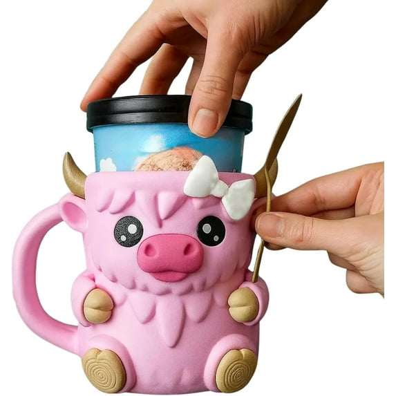 Highland Cow Ice Cream Holder, Ice Cream Pint Holder, Popsicle Holders, Beer Can Holder, Highland Cow Decor, Highland Cow Gifts, Highland Cow Figurine