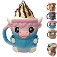 thumbnail image 1 of Highland Cow Ice Cream Pint Holder, Cute Animal Ice Cream Holder, Ice Cream Pint Sleeves Cover with Handle, Leak Proof Popsicle Cozy Beer Can Cup, Highland Cow Decor Gift, Multicolor, 1 of 7