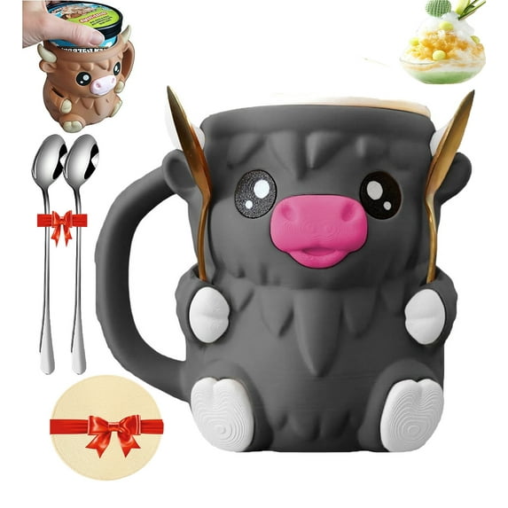 Highland Cow Ice Pint Holder,pint ice cream holder,Ice Cream Pint Sleeves Cover Handle,Cute Animal Ices Creams Cooler Container Leak Proof Popsicle Cozy Beer Can Cup, Cute Animal Lover Gift