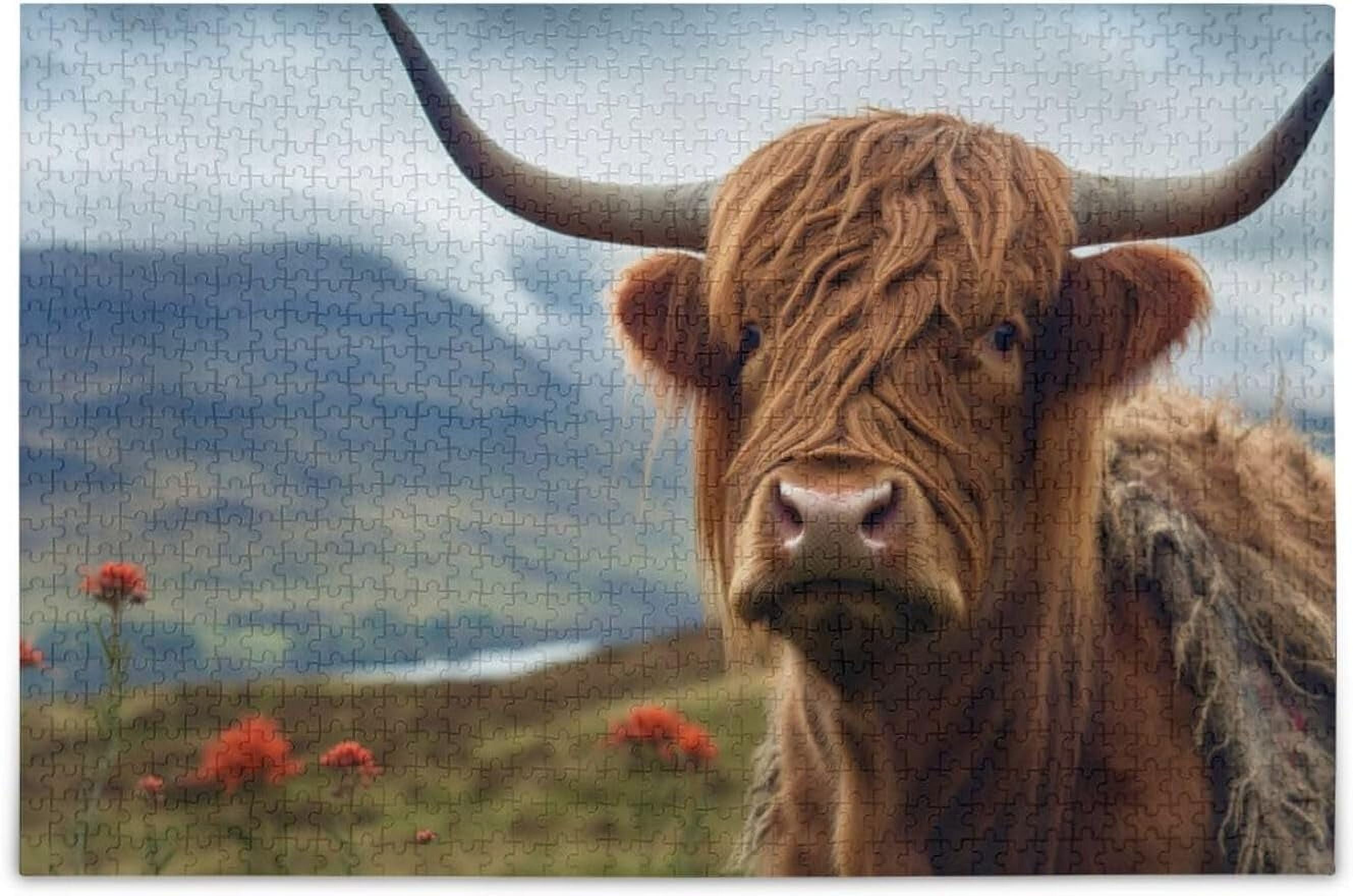 Highland Cow Jigsaw Puzzles for Adults 500 Piece, Puzzles 500 Pieces