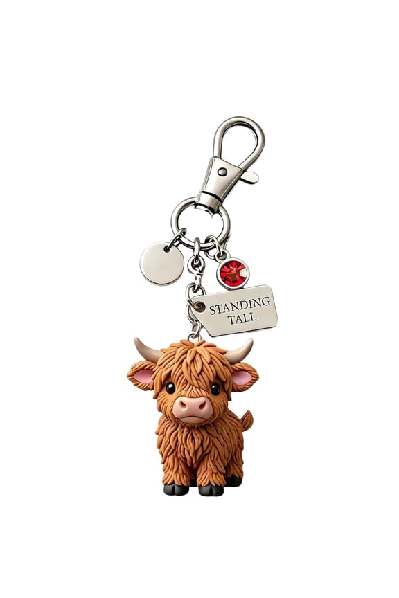 Highland Cow Keychain, Cute 3D Cows Keychains, Resin Cattle Decorative Pendant Gift for Backpack Home Car Decor and Birthday/Holiday Gifts