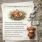 Highland Cow Keychain Cute Animal Charm Pocket Gift Daily Reminder Accessory for Bag Backpack Purse Car Key Ring Cow Lover Birthday Gift Farmhouse Collectible Keepsake Lucky Charm Home Decor