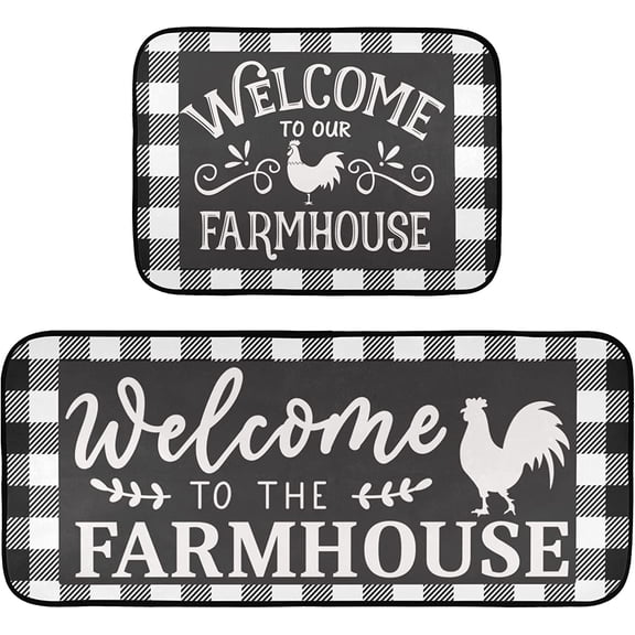 Highland Cow Kitchen Mat Set of 2 Anti-Fatigue Kitchen Rug Set Non Slip Foam Cushioned Kitchen Runner Rugs and Mats Comfort Standing Mat for Office Laundry Home Decor