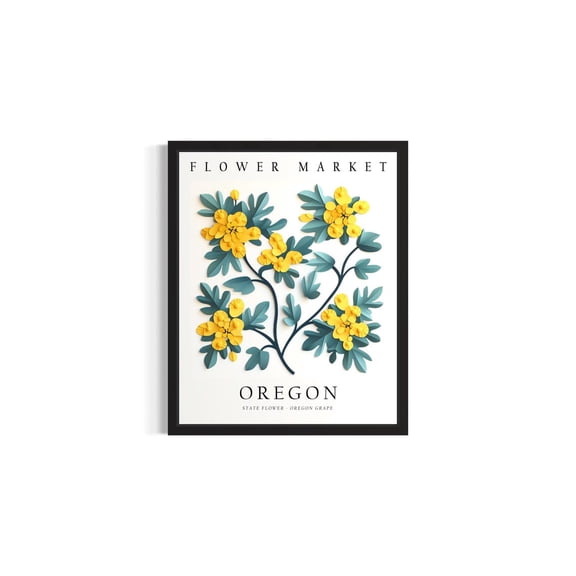 Oregon State Flower Market Art Print, Living Room Wall Art #929, Stretched Canvas Size 8x12
