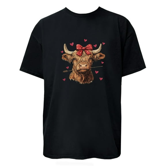 Highland Cow Love Unisex T-Shirt – Cute Valentine’s Day Animal Tee
