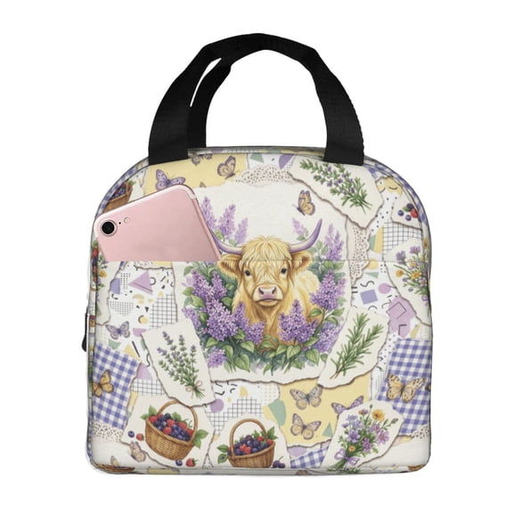 Highland Cow Lunch Box, Rustic Farmhouse Animal Reusable Thermal Insulation Cooler Tote Bags, Cattle Pasture Insulated Bag For Picnic Camping Travel, Gifts
