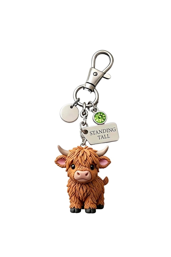 Highland Cow May Keychain, Cute Animal Keychain Pendant, Unisex, Wallet, Backpack, Mobile Phone, Car, Christmas Gift (August).