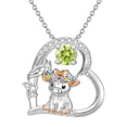 thumbnail image 1 of Highland Cow Necklace 925 Sterling Silver Cute Calf August Birthstone Heart Pendant Necklaces for Women Mother Daughter Birthday Jewelry Gifts 18" + 2", 1 of 5