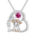 thumbnail image 1 of Highland Cow Necklace 925 Sterling Silver Cute Calf July Birthstone Heart Pendant Necklaces for Women Mother Daughter Birthday Jewelry Gifts 18" + 2", 1 of 5