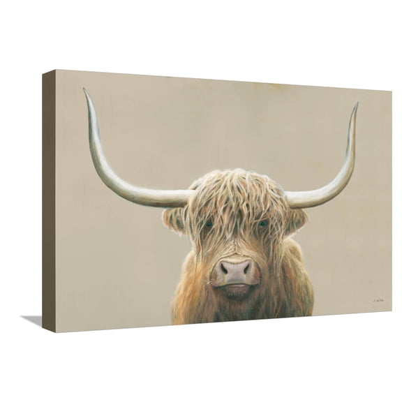 Art.com Highland Cow Neutral Stretched Canvas Print Wall Art by James Wiens, 24" x 16"