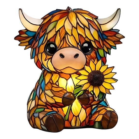 Highland Cow Night Light, Colorful Vintage Decor Mother’s Day, Valentine’s Day Gifts Room