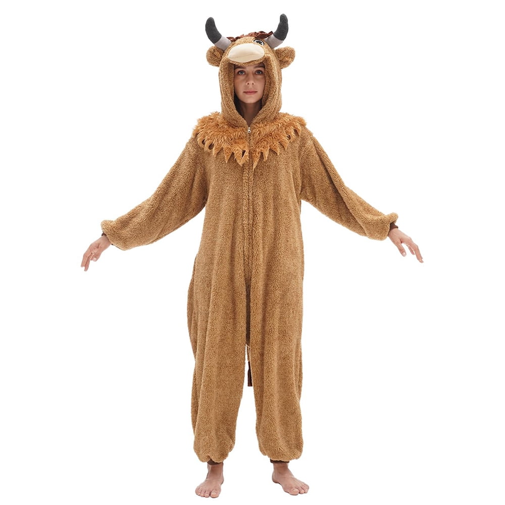 Highland Cow Onesie, Cow Costume Adult Women One Piece Pajamas